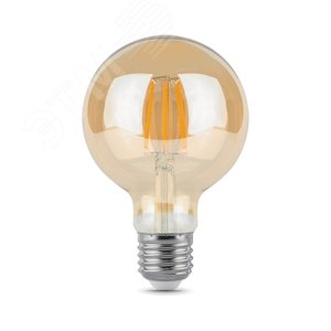 Лампа светодиодная филаментная LED 6 Вт 550 лм 2400К шар G95 теплый E27 AC 220В золотистая колба Black Filament - Gauss