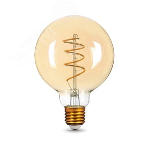 Лампа светодиодная филаментная LED 6 Вт 360 лм 2400К шар G95 теплый E27 AC 220В золотистая колба Black Filament - Gauss
