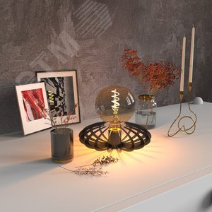 Лампа светодиодная филаментная LED 6 Вт 360 лм 2400К шар G95 теплый E27 AC 220В золотистая колба Black Filament - фото 6