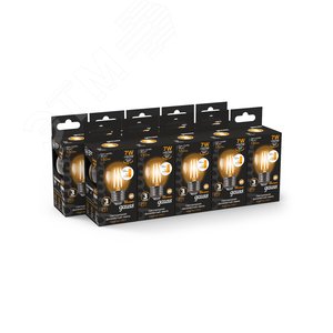 Лампа светодиодная филаментная LED 7 Вт 550 лм 2700К шар P45 теплый E27 AC 220В шаговое диммирование выключателем Black Filament Gauss 3