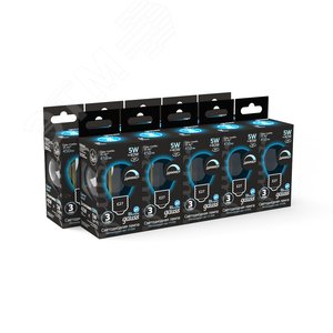 Лампа светодиодная филаментная LED 5 Вт 450 лм 4100К шар P45 нейтральный E27 AC 220В прозрачная колба диммируемая Black Filament Gauss 3