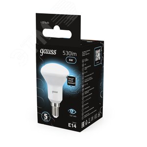 Лампа светодиодная LED 6 Вт 530 лм 4100К грибок R50 нейтральный E14 AC 220В Black 14