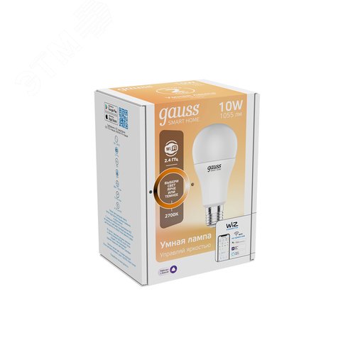 Лампа светодиодная умная SMD LED 10 Вт 1055 лм 2700К E27 AC 220В IP20 диммируемая управление по Wi-Fi Smart Home - фото 2