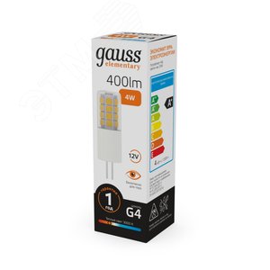 Лампа светодиодная LED 4 Вт 400 лм 3000К капсула теплый G4 AC/DC 12В керамическая низковольтная Elementary Gauss - фото 4