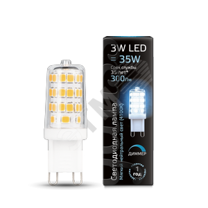Лампа светодиодная LED 3 Вт 300 Лм 4100К белая G9 капсула 220 В диммируемая керамика Black Gauss (107309203) - Gauss
