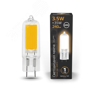 Лампа светодиодная LED 3.5 Вт 240 Лм 3000К теплая G4 капсула 220 В стекло Black Gauss (107807103) 2