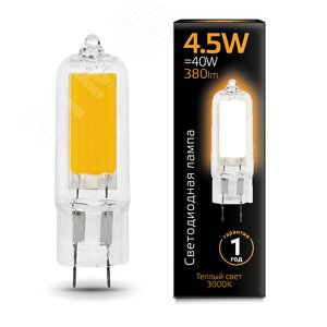 Лампа светодиодная LED 4.5 Вт 380 лм 3000К капсула теплый G4 AC 220В стеклянная Black 2