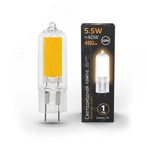 Лампа светодиодная LED 5.5 Вт 480 лм 3000К капсула теплый G4 AC 220В стеклянная Black 2