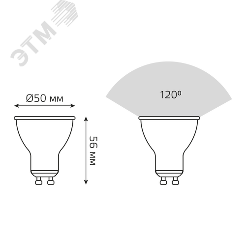 Лампа светодиодная LED 11 Вт 850 лм 3000К софит MR16 теплый GU10 AC 220В Elementary - фото 9