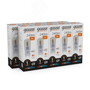 Лампа светодиодная LED 3 Вт 240 лм 3000К капсула теплый G4 AC 220В пластиковая Elementary Gauss - фото 3