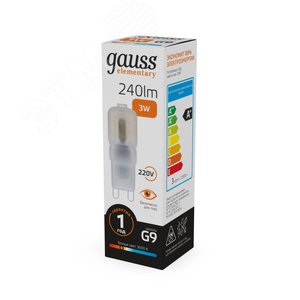 Лампа светодиодная LED 3 Вт 240 лм 3000К капсула теплый G4 AC 220В пластиковая Elementary Gauss - фото 4