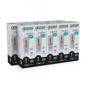 Лампа светодиодная LED 3 Вт 240 Лм 4100К белая G9 пластик AC 220-240 В капсула Elementary Gauss (14923) - фото 3