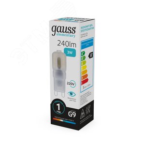Лампа светодиодная LED 3 Вт 240 Лм 4100К белая G9 пластик AC 220-240 В капсула Elementary Gauss (14923) - фото 4