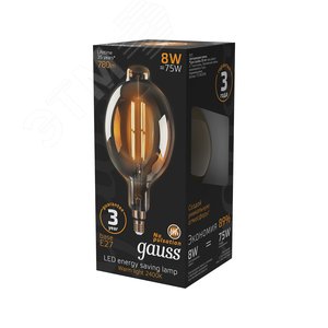 Лампа светодиодная филаментная LED 8 Вт 780 лм 2400К BT180 теплый E27 AC 220В золотистая колба Black Filament 4