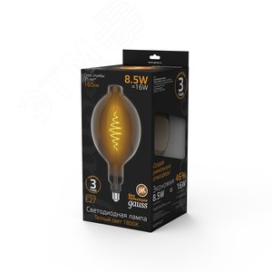 Лампа светодиодная филаментная LED 8.5 Вт 165 лм 1800К BT180 теплый E27 AC 220В серая колба Black Filament 3