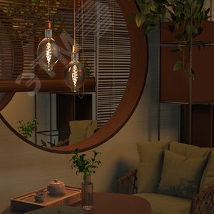 Лампа светодиодная филаментная LED 8.5 Вт 165 лм 1800К BT180 теплый E27 AC 220В серая колба Black Filament 5