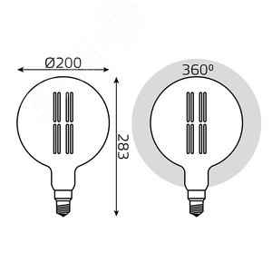 Лампа светодиодная филаментная LED 6 Вт 890 лм 2700К шар G200 теплый E27 AC 220В золотистая колба Black Filament Gauss 6