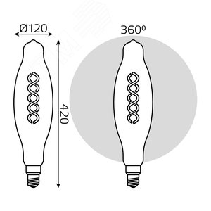 Лампа светодиодная филаментная LED 8 Вт 620 лм 2400К цилиндр Т120 теплый E27 AC 220В золотистая колба Black Filament 7