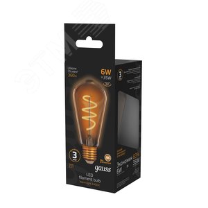 Лампа светодиодная филаментная LED 6 Вт 360 лм 2400К ST64 теплый E27 AC 220В золотистая колба Black Filament 5