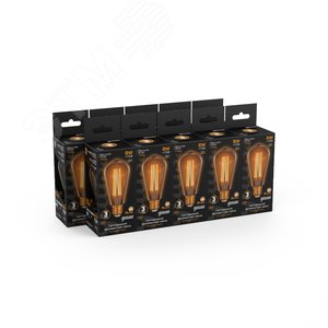 Лампа светодиодная филаментная LED 8 Вт 740 лм 2400К ST64 теплый E27 AC 220В золотистая колба Black Filament 4