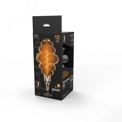 Лампа светодиодная LED 6 Вт 420 Лм 2400К теплая Е27 Honeycomb golden flexible Filament Gauss (158802006) 4
