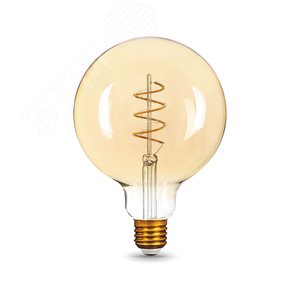 Лампа светодиодная филаментная LED 6 Вт 360 лм 2400К шар G125 теплый E27 AC 220В золотистая колба Black Filament - Gauss