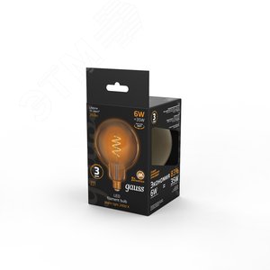 Лампа светодиодная филаментная LED 6 Вт 360 лм 2400К шар G125 теплый E27 AC 220В золотистая колба Black Filament - фото 4