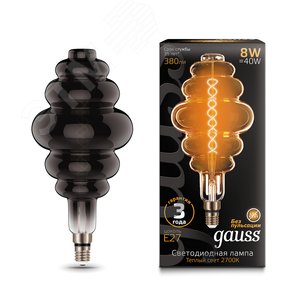 Лампа светодиодная филаментная LED 8 Вт 380 лм 2700К Honeycomb теплый E27 AC 220В серая колба Black Filament 4