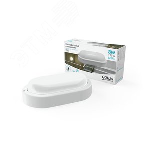 Светильник ЖКХ Elementary овал 8W 680lm 4000K 160-260V IP65 160*90*46мм белый LED 1/40 | 161411208 | Gauss - фото 2