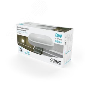 Светильник ЖКХ Elementary овал 8W 680lm 4000K 160-260V IP65 160*90*46мм белый LED 1/40 | 161411208 | Gauss - фото 3