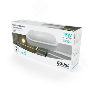 Светильник ЖКХ Elementary овал 15W 1100lm 4000K 160-260V IP65 200*98*46мм белый LED 1/40 | 161411215 | Gauss - фото 3