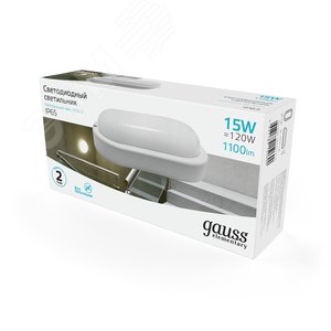Светильник ЖКХ Elementary овал 15W 1100lm 4000K 160-260V IP65 200*98*46мм белый LED 1/40 | 161411215 | Gauss - фото 4