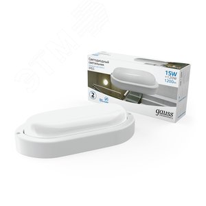 Светильник ЖКХ Elementary овал 15W 1200lm 6500K 160-260V IP65 200*98*46мм белый LED 1/40 | 161411315 | Gauss - фото 2