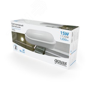 Светильник ЖКХ Elementary овал 15W 1200lm 6500K 160-260V IP65 200*98*46мм белый LED 1/40 | 161411315 | Gauss - фото 3