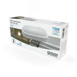 Светильник ЖКХ Elementary овал 15W 1200lm 6500K 160-260V IP65 200*98*46мм белый LED 1/40 | 161411315 | Gauss - фото 4