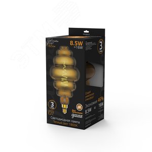 Лампа светодиодная филаментная LED 8.5 Вт 165 лм 1800К Honeycomb теплый E27 AC 220В серая колба Black Filament 3