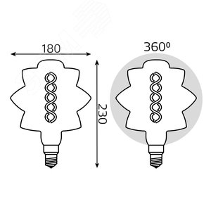 Лампа светодиодная филаментная LED 8 Вт 560 лм 2400К BD180 теплый E27 AC 220В золотистая колба Black Filament 6