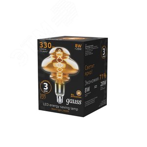 Лампа светодиодная филаментная LED 8 Вт 330 лм 2400К BD160 теплый E27 AC 220В серая колба Black Filament 4