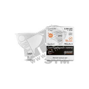 Лампа светодиодная LED 3.5вт 230в GU5.3 теплый Gauss (16514) - Gauss