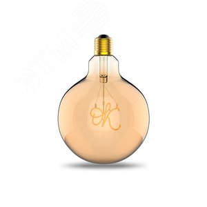 Лампа светодиодная филаментная LED 2.5 Вт 200 лм 2000К AC185-265В E27 шар G125 теплая золотистая колба Black Filament - фото 3