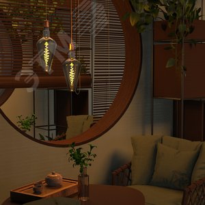 Лампа светодиодная филаментная LED 8.5 Вт 165 лм 1800К Vase теплый E27 AC 220В серая колба Black Filament 5