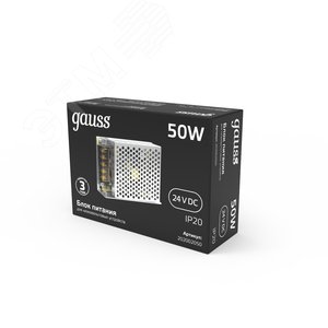 Блок питания (драйвер) для светодиодной ленты 50 Вт 24 В IP20 LED STRIP PS Gauss (202002050) - фото 3
