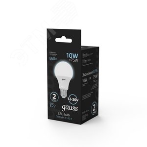 Лампа светодиодная низковольтная A60 AC12-36V 10W 860lm 4100K E27 LED 1/10/100 | 202502210 | Gauss - фото 5