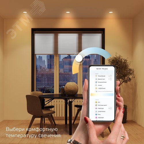 Светильник светодиодный встртаиваемый умный ДВО 16 Вт 1600 лм 2700-4000К AC 220В IP20 круг D165х38мм монт d145мм изменение цветовой температуры и диммирование управление по Wi-Fi Smart Home Gauss 2