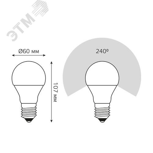 Лампа светодиодная LED 7 Вт 520 лм 3000К А60 груша теплый E27 AC 220В Elementary 9