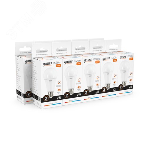 Лампа светодиодная LED 20 Вт 1520 лм 3000К А60 груша теплый E27 AC 220В Elementary 10