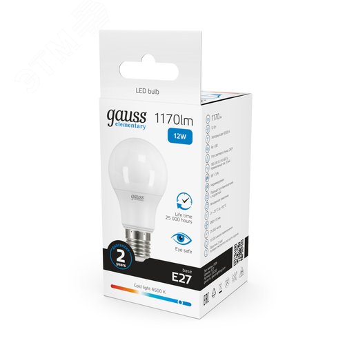 Лампа светодиодная LED 12 Вт 1170 лм 6500К А60 груша холодный E27 AC 220В Elementary 13