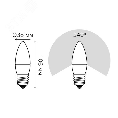 Лампа светодиодная LED 10 Вт 750 лм 3000К свеча теплый E27 AC 220В Elementary - фото 14