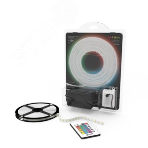 Лента светодиодная LED 14,4 Вт/м 5050-SMD 12 В DC RGB IP20 (блистер 5м) Black Gauss (312000415) - фото 3