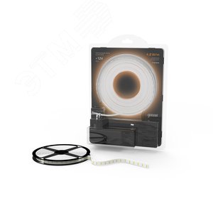 Лента светодиодная LED 4,8 Вт/м 2835-SMD 12 В DC 3000K теплый белый IP20 (блистер 5м) Black Gauss (312400148) - фото 3